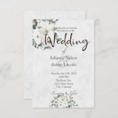 アイボリー水色フローラ結婚式招待状 招待状 (正面/裏面)