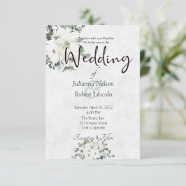 アイボリー水色フローラ結婚式招待状 招待状