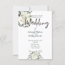 アイボリー水色フローラ結婚式招待状