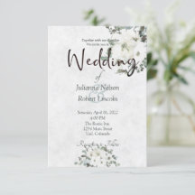 アイボリー水色フローラ結婚式招待状