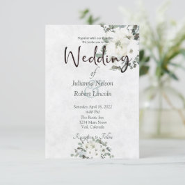 アイボリー水色フローラ結婚式招待状 招待状