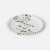 アイボリー水色フローラ結婚紙プレート ペーパープレート (アングル)