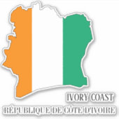 アイボリー海岸国旗の地図と愛国心 シール (正面)