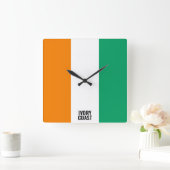 アイボリー海岸国旗の輝く愛国心 スクエア壁時計 (ホーム)