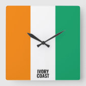 アイボリー海岸国旗の輝く愛国心 スクエア壁時計 (正面)