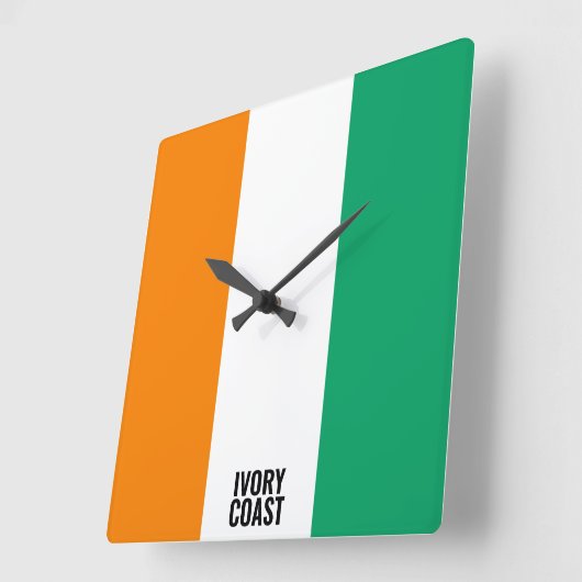 アイボリー海岸国旗の輝く愛国心 スクエア壁時計 (傾斜)