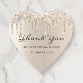 アイボリー滴下グリッターブライダルシャワーありがとう フェイバータグ