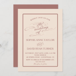 アイボリー濃ユニーク桃形書結婚道 招待状