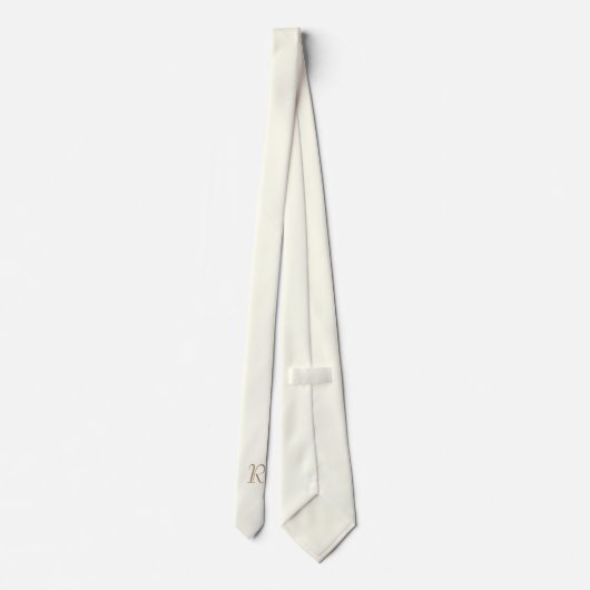 アイボリー無地のの色 – モノグラムの ネクタイ (裏面)