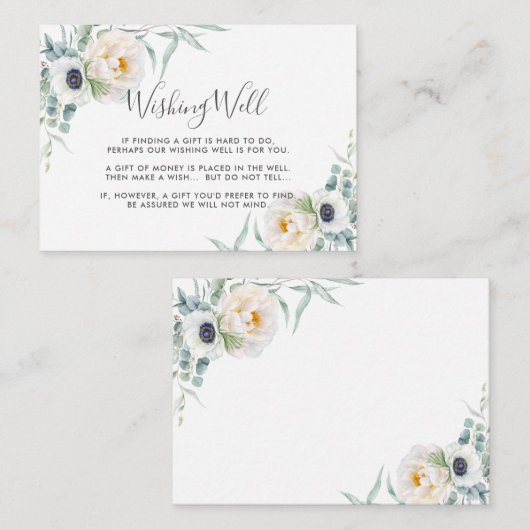 アイボリー牡丹フローラユーカリ結婚スの願い井戸 エンクロージャーカード (正面/裏面)