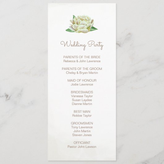 アイボリー牡丹水彩フローラ結婚の儀式 プログラム (裏面)