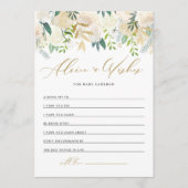 アイボリー牡丹金ゴールドグリッターの願いベビー アドバイスカード (正面)