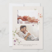 アイボリー生まれたばかりのワイルドフラワーフォトコラージュガール誕生 案内状 (裏面)