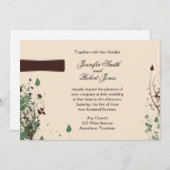 アイボリー疑問に思とブラウンのインビタ結婚ットに自然 招待状 (正面/裏面)