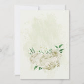 アイボリー白い花の植物性結婚の セーブザデート (裏面)