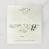 アイボリー白い花の結婚緑 プレイスカード (外部開封)