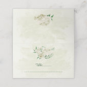 アイボリー白い花の結婚緑 プレイスカード (外部開封)
