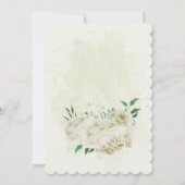 アイボリー白い花の緑の座席チャートカード 招待状 (裏面)