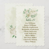 アイボリー白い花の緑の座席チャートカード 招待状 (正面/裏面)