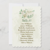 アイボリー白い花の緑の座席チャートカード 招待状 (正面)