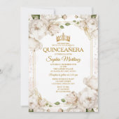 アイボリー白い花メキシカン金ゴールドシャルラミンス 招待状 (正面)