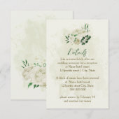 アイボリー白の花と緑のウェディング詳細 エンクロージャーカード (正面/裏面)