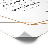 アイボリー白フローラ幾何結婚記号 ポスター (角)