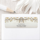 アイボリー白フローラ金ゴールド離れ差出人住所ラベル ラベル (インサイチュ)