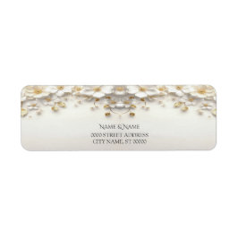アイボリー白フローラ金ゴールド離れ差出人住所ラベル ラベル
