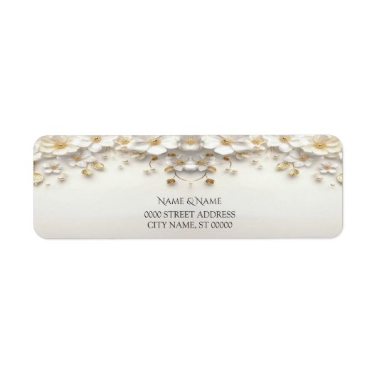 アイボリー白フローラ金ゴールド離れ差出人住所ラベル ラベル (正面)