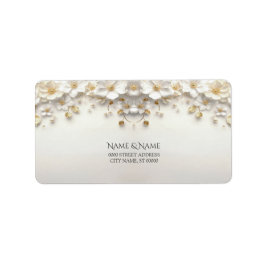 アイボリー白フローラ金ゴールド離れ差出人住所ラベル ラベル
