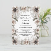 アイボリー白ポピーバラ花エレガントフローラ枠 招待状 (スタンド正面)