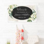 アイボリー白花と緑花の結婚式 横断幕 (インサイチュ)