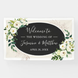 アイボリー白花と緑花の結婚式 横断幕