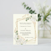 アイボリー白花模様幾何学的結婚式招待状 (スタンド正面)