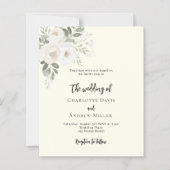 アイボリー白花模様結婚式招待状 (正面)