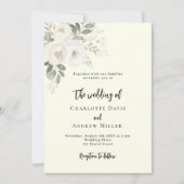 アイボリー白花模様結婚式招待状 招待状 (正面)