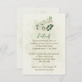 アイボリー白花結婚詳細 エンクロージャーカード (正面/裏面)