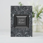 アイボリー白黒ウェディングRSVP 出欠カード (スタンド正面)