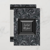 アイボリー白黒ウェディングRSVP 出欠カード (正面/裏面)