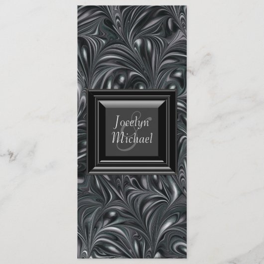 アイボリー白黒マーブル結婚式 プログラム (正面)