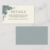 アイボリー白 |ユーカリ植物学結婚の詳細 エンクロージャーカード (正面/裏面)