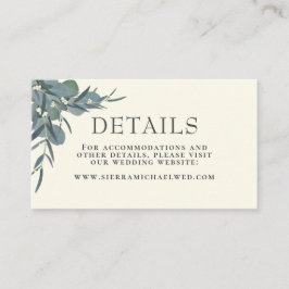 アイボリー白 |ユーカリ植物学結婚の詳細 エンクロージャーカード