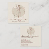 アイボリー瞑想ポーズヨガピラティススピリチュアルジム スクエア名刺 (正面/裏面)