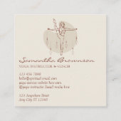 アイボリー瞑想ポーズヨガピラティススピリチュアルジム スクエア名刺 (裏面)