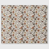 アイボリー秋ハーベスト&牛スカルハロウィーン ラッピングペーパー (フラット)