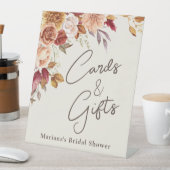 アイボリー秋フローラブライダルシャワーカード&ギフト 台座サイン (インサイチュ)