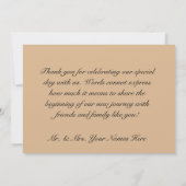 アイボリー秋フローラブーケと金ゴールド結婚ズ サンキューカード (裏面)