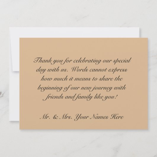 アイボリー秋フローラブーケと金ゴールド結婚ズ サンキューカード (裏面)