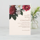 アイボリー秋マルーンフローラ結婚式招待状 (スタンド正面)
